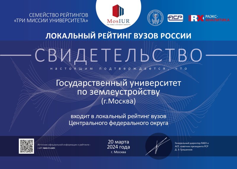 Агентство RAEX включило ГУЗ в локальный рейтинг вузов