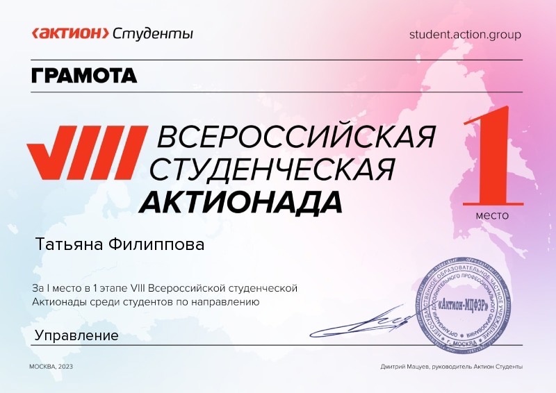 Студенты 4 курса направления «Менеджмент» успешно прошли два этапа VIII Всероссийской студенческой Актионады