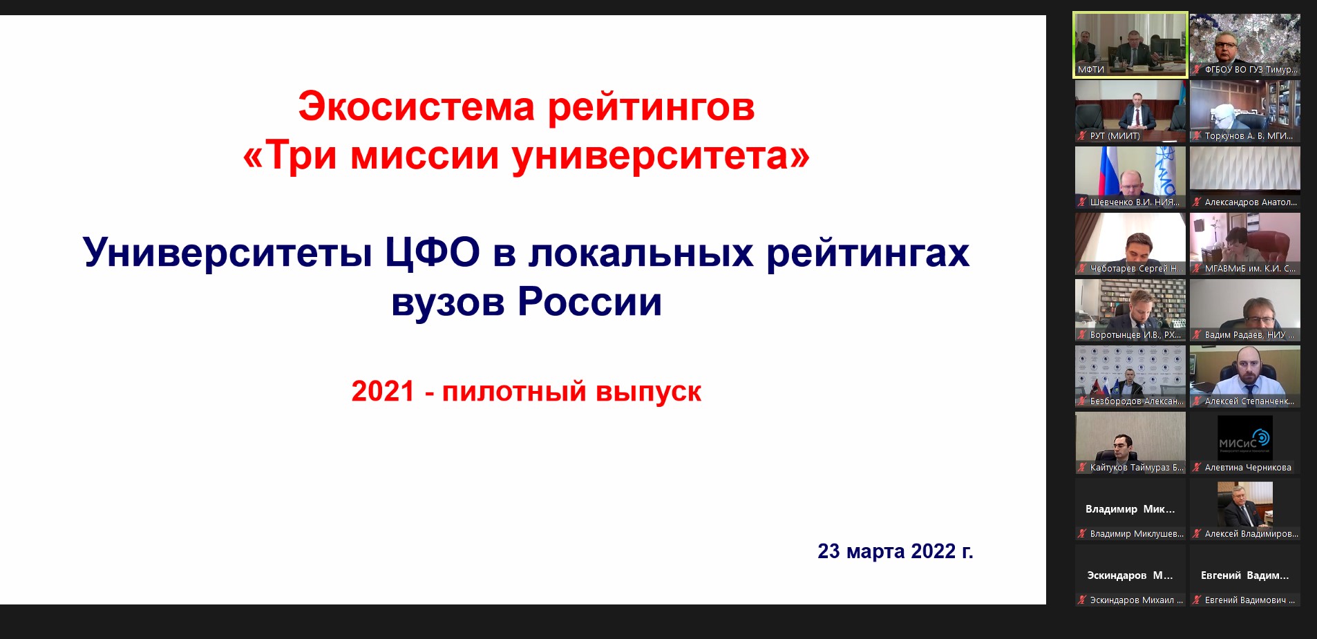 23 марта 2022 г. врио ректора ГУЗ Т.В. Папаскири принял участие в отчетном собрании Совета ректоров учебных заведений Москвы и Московской области